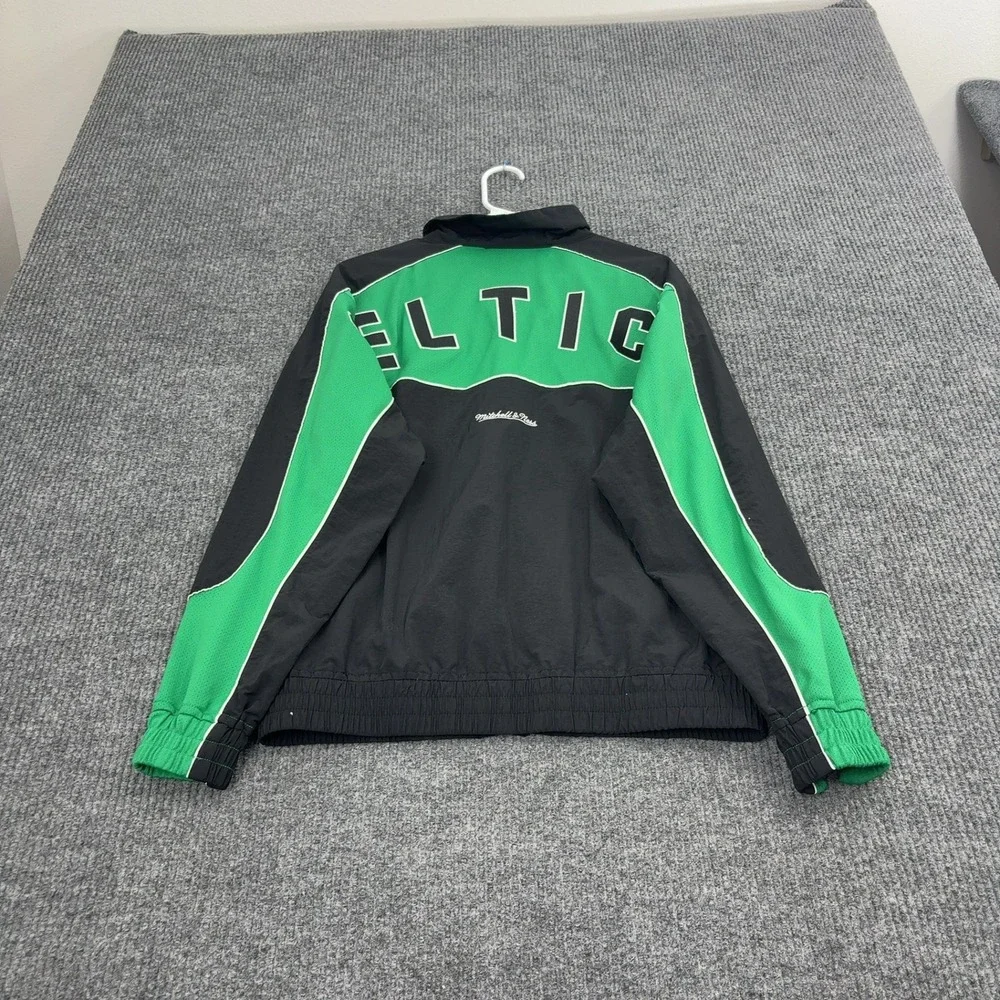Boston Celtics Mitchell & Ness Jacket Mens M Black Green Nylon Full Zip Sporty